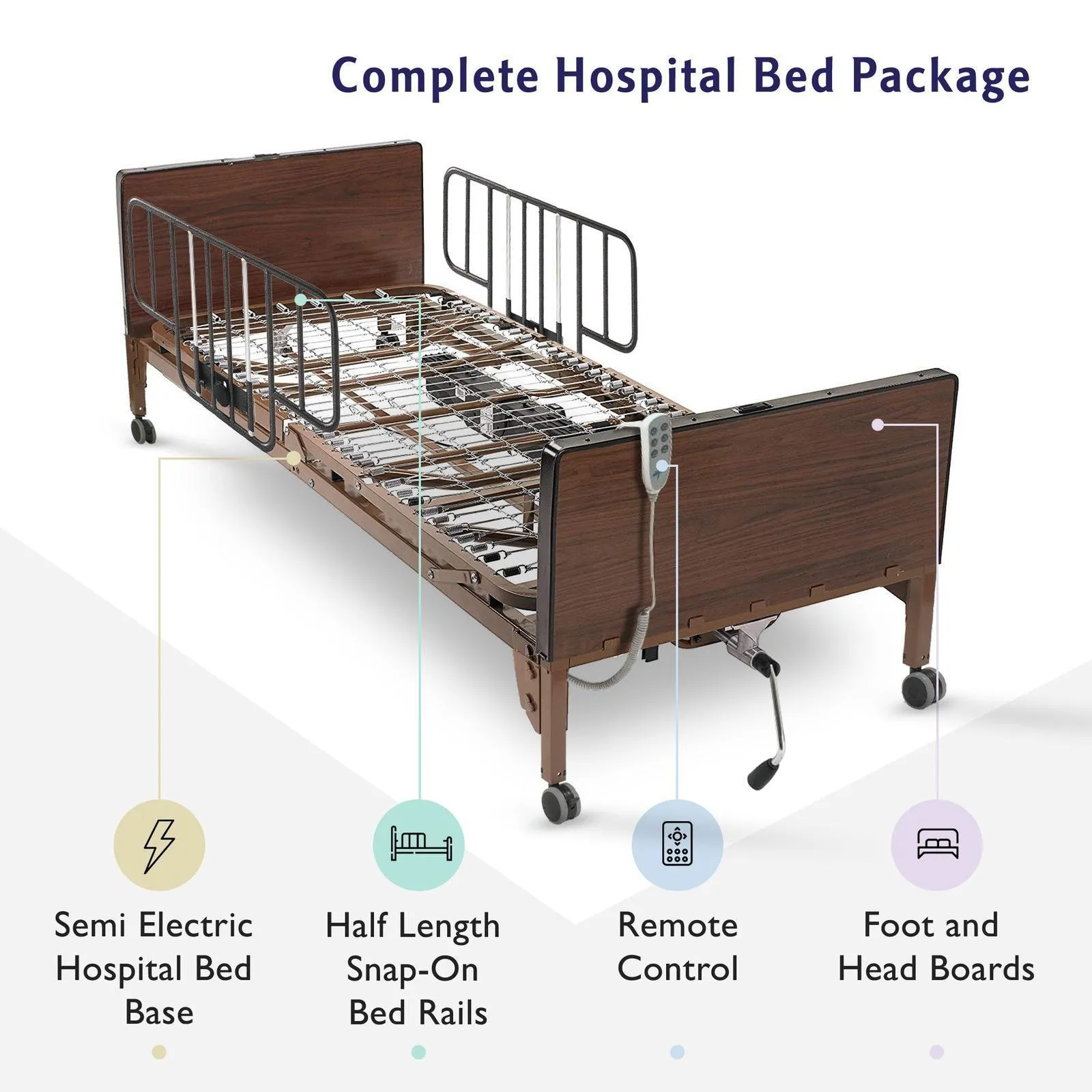 Medacure Semi Electric Hospital Bed Mattress Rails Options