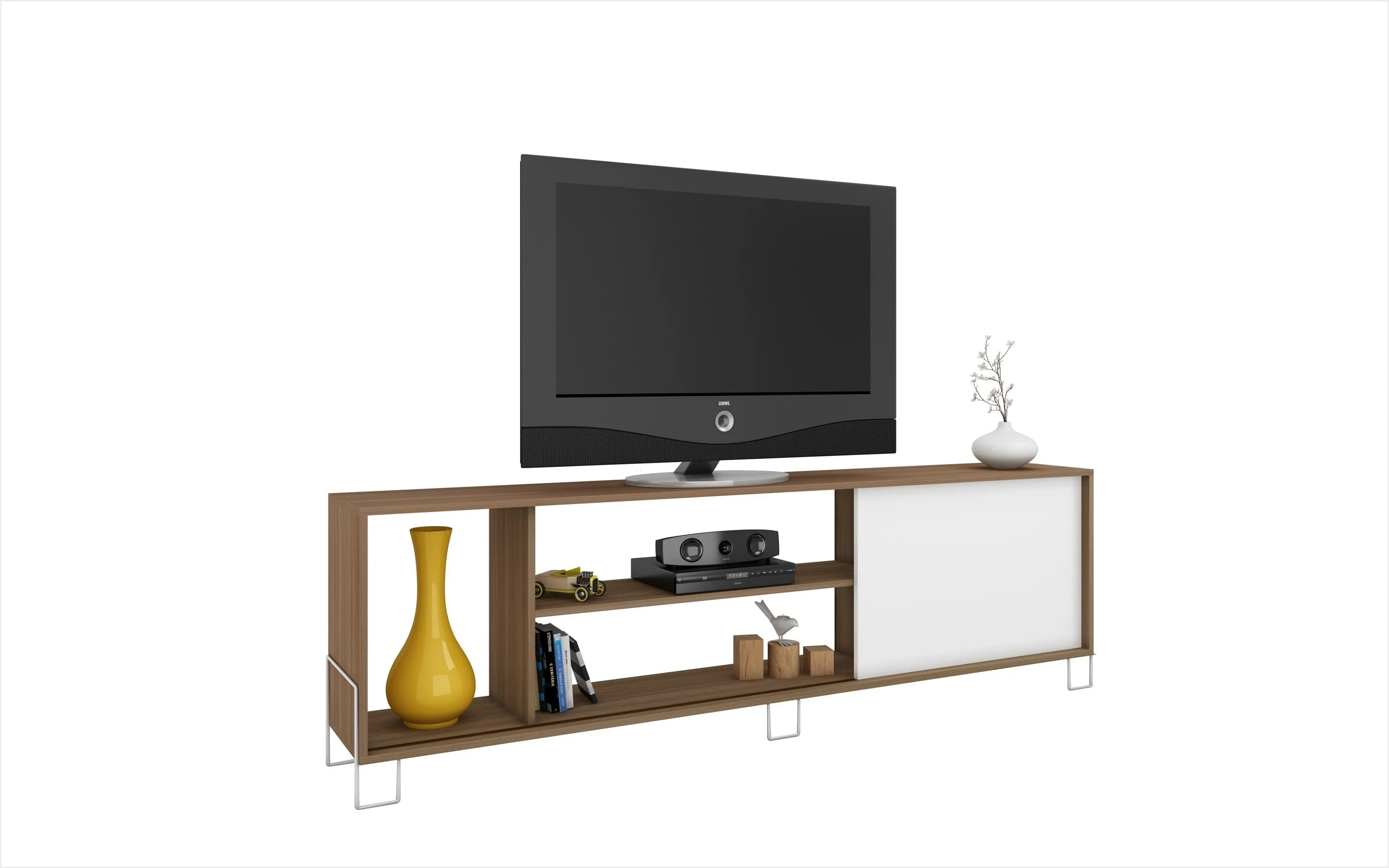 Nacka TV Stand 1.0 with 4 shelves in Oak and White