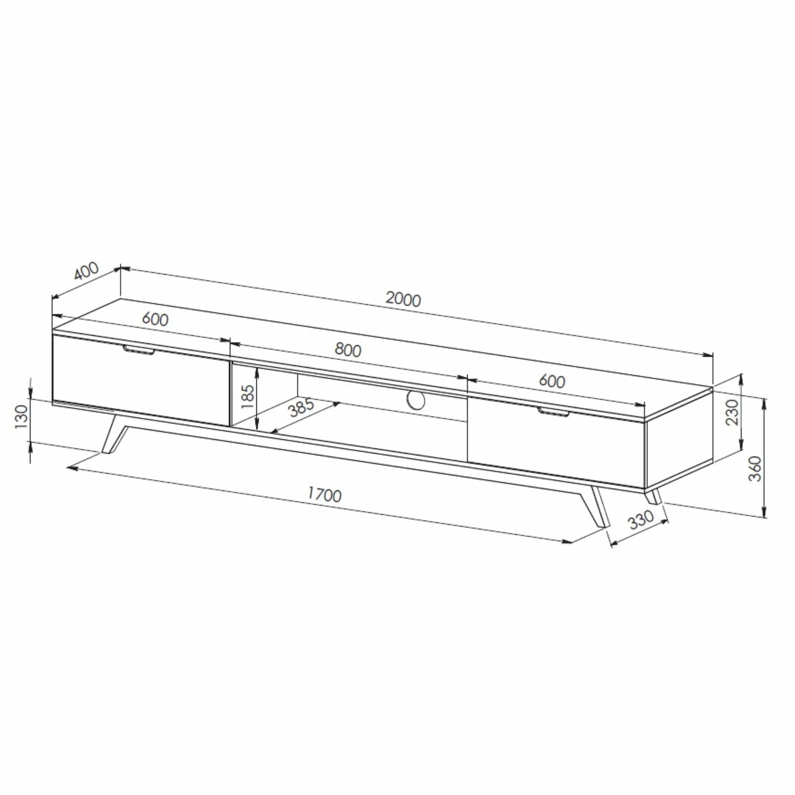 NOVA LL Entertainment Unit Dark Oak by Tauris