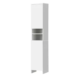 Oikiture Bathroom Cabinet Storage Laundry Tall Slim Toilet Floor Cupboard White