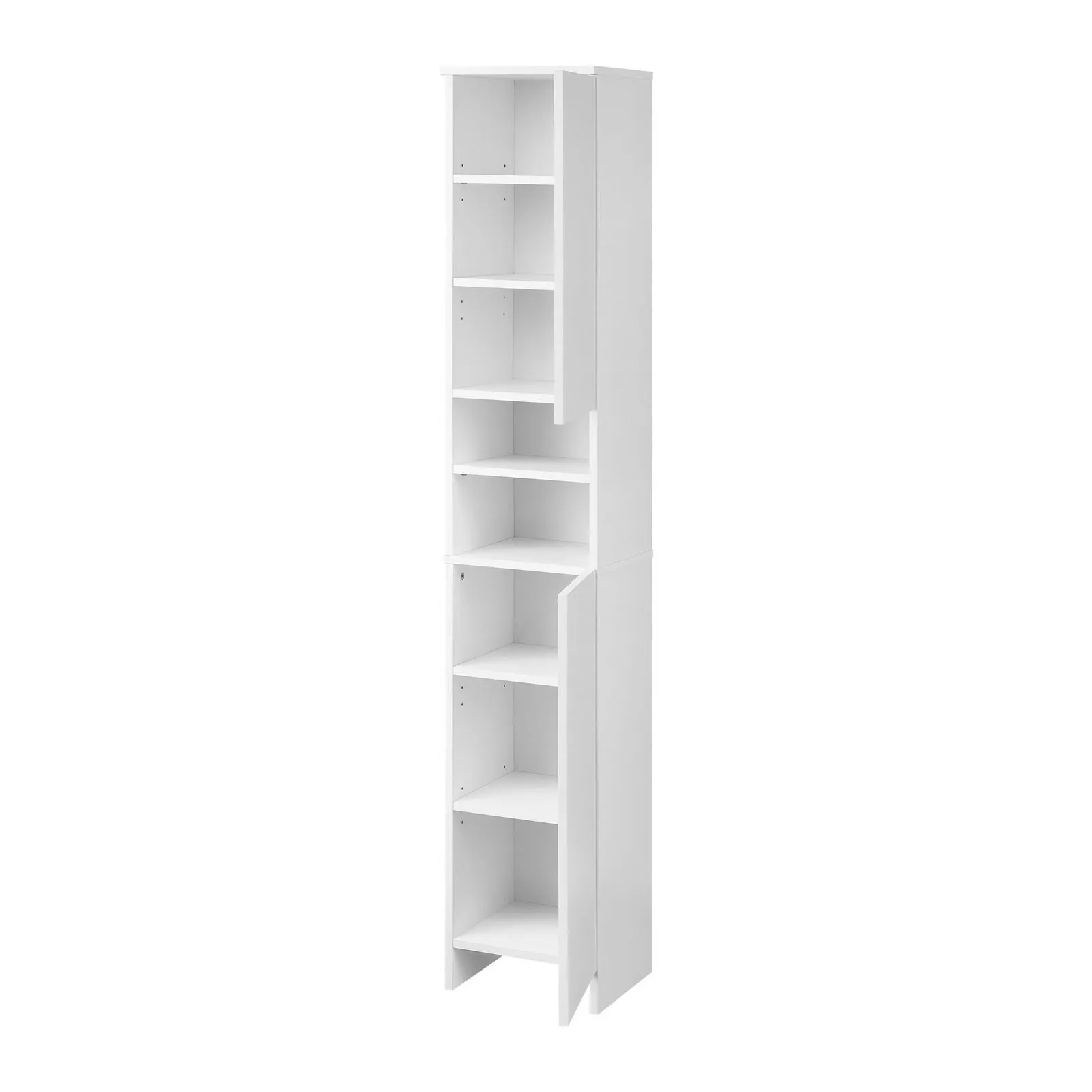 Oikiture Bathroom Cabinet Storage Laundry Tall Slim Toilet Floor Cupboard White