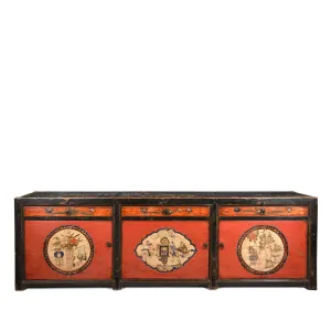 Painted Red & Black Gansu Sideboard - 19th Century