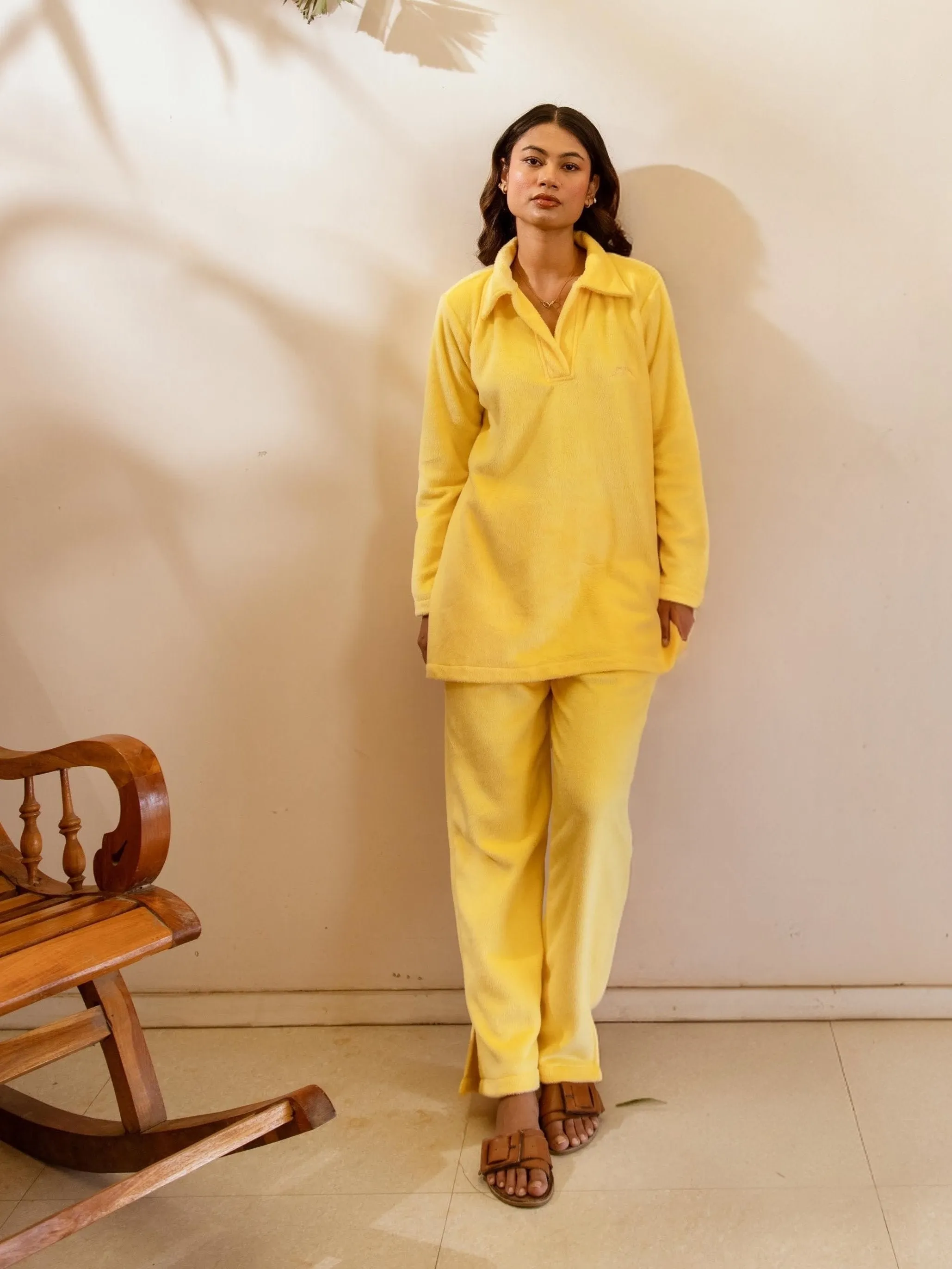 Pastel Yellow Super Soft Woollen Collar Set