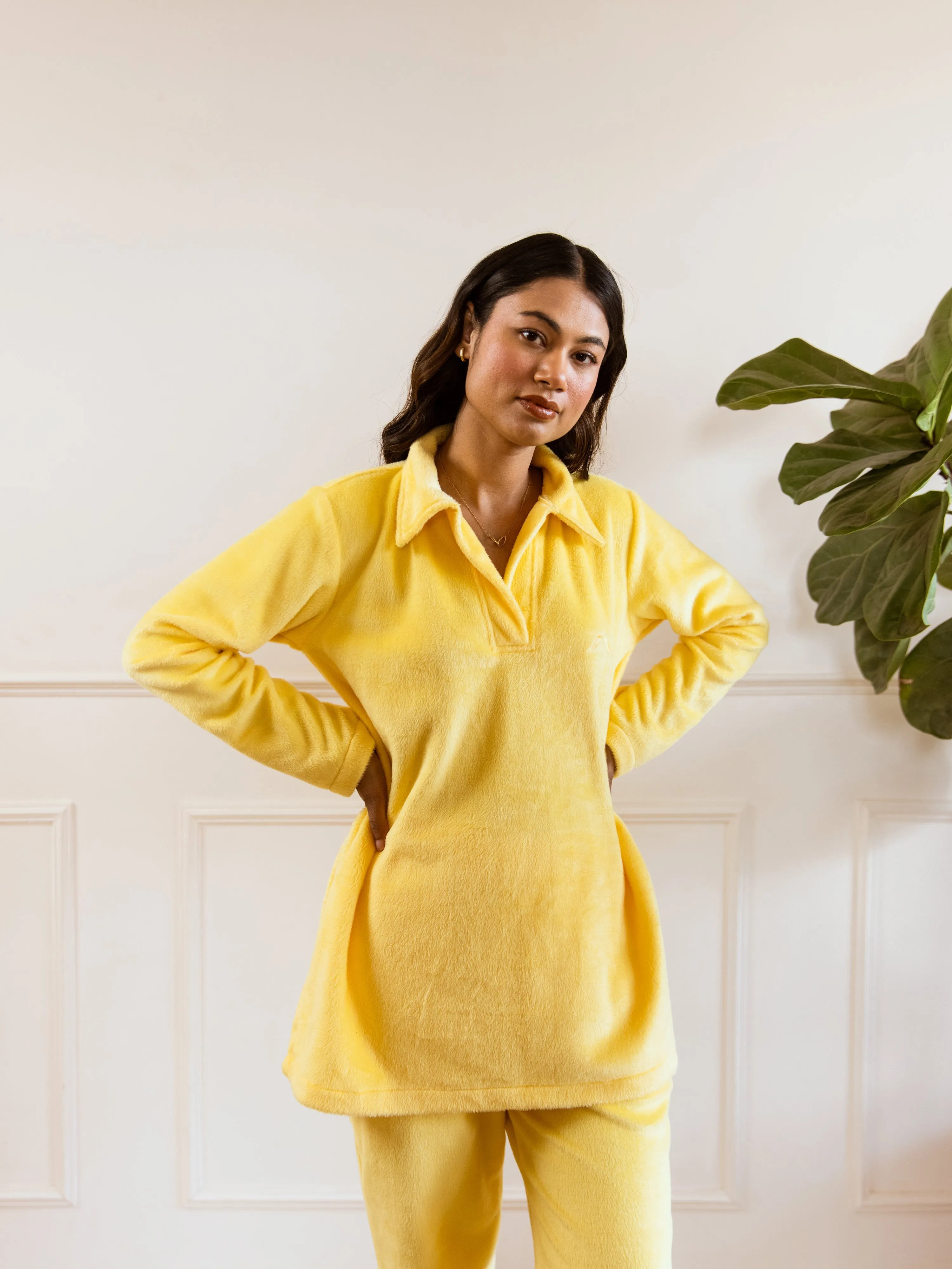 Pastel Yellow Super Soft Woollen Collar Set