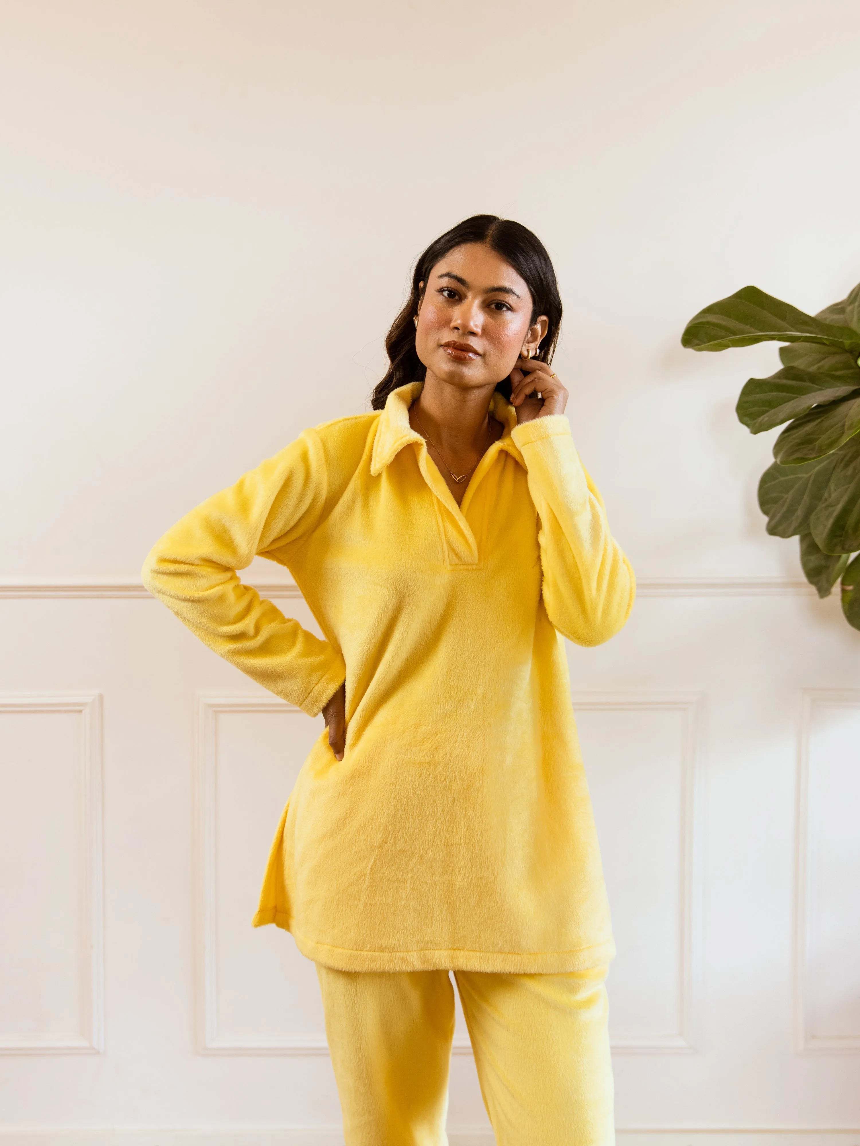 Pastel Yellow Super Soft Woollen Collar Set