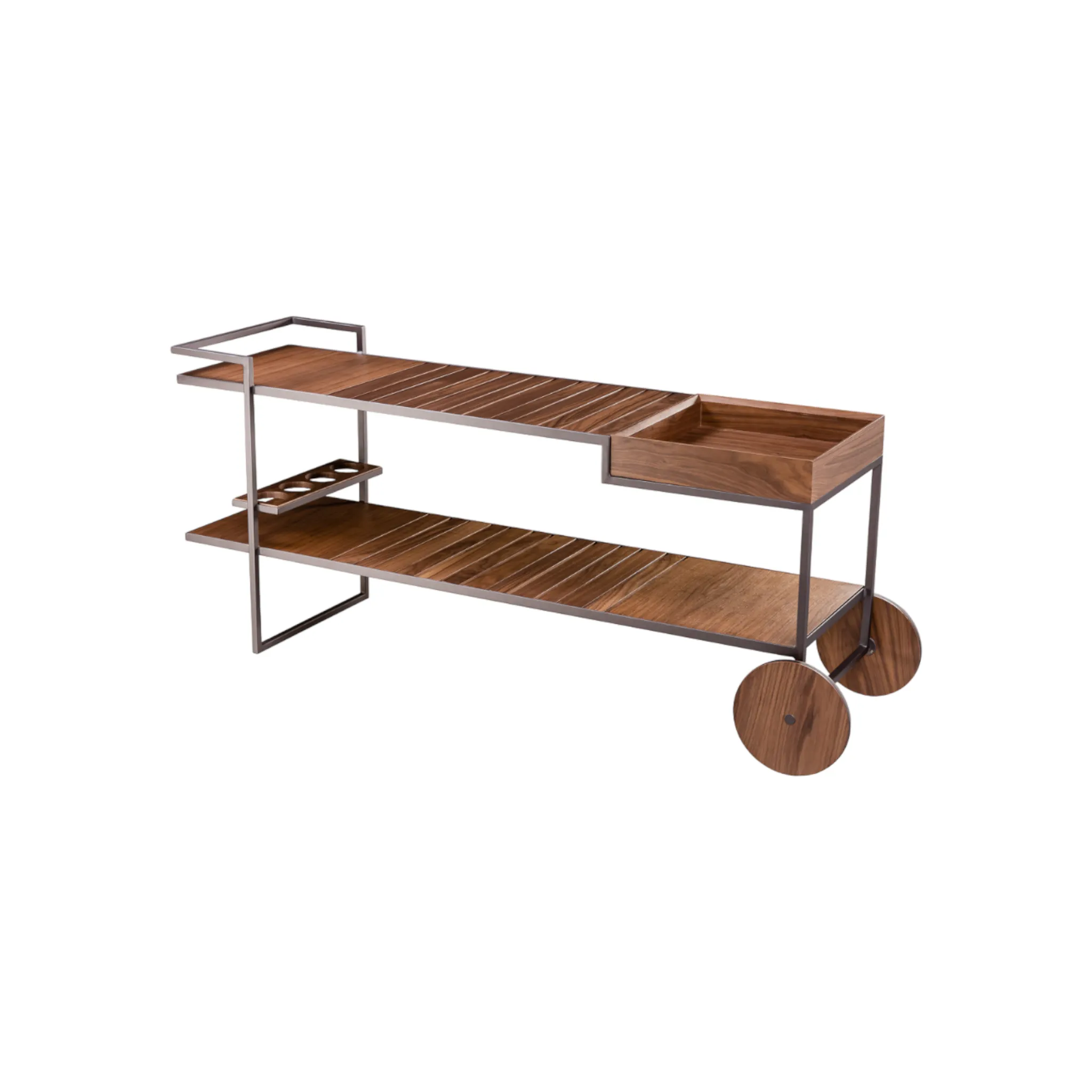 Pier Walnut Bar Cart Console