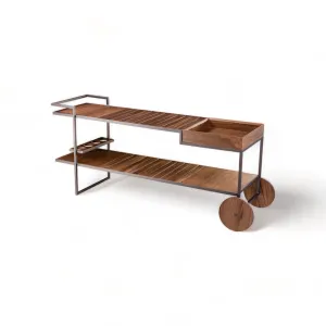 Pier Walnut Bar Cart Console