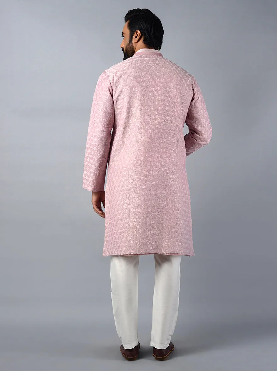 Pink Embroidered Regular Fit Kurta Set | TULA