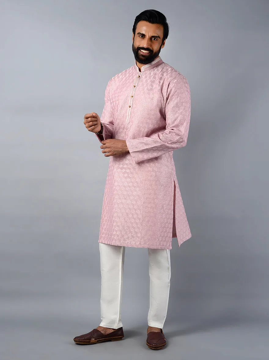 Pink Embroidered Regular Fit Kurta Set | TULA