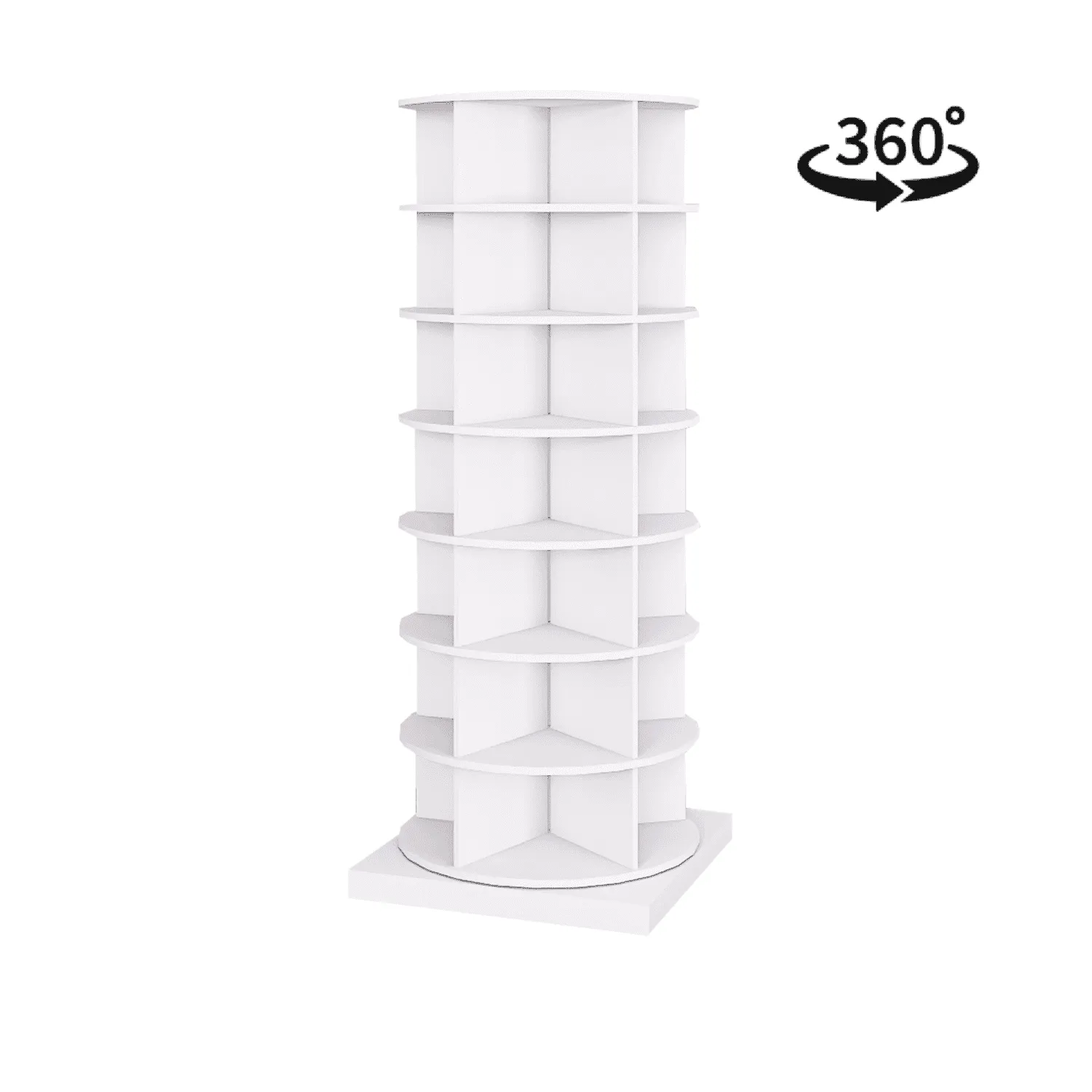 relaxed 7 Tiers 360Â°Shoe Rack, Organizer Spinning Shoe Cabinet, Rotating Shoe Organizer Tower Holds Up to 28 Pairs of Shoes, White