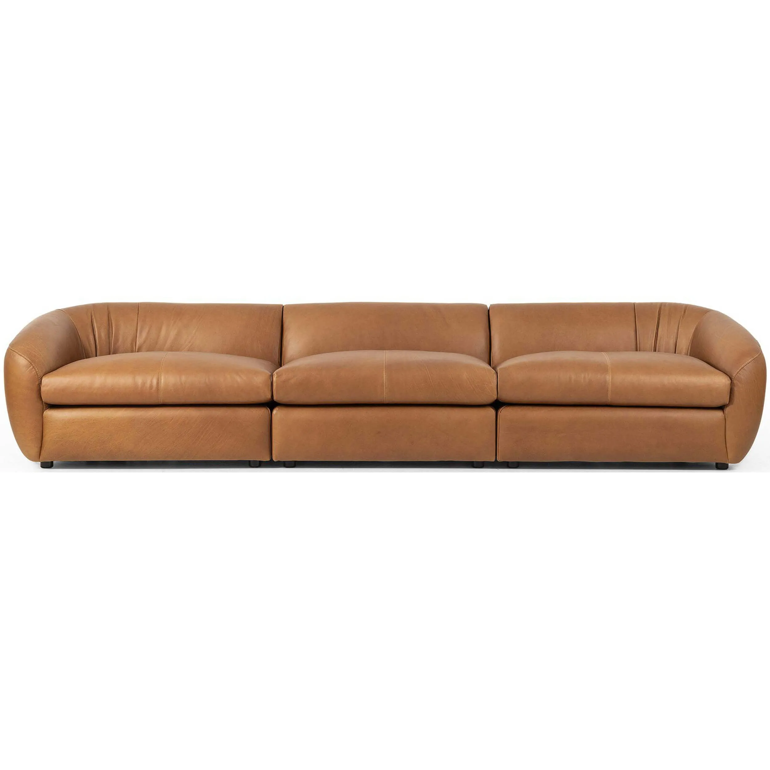 Saldana 3 Piece Leather Sectional Sofa, Lorento Cognac