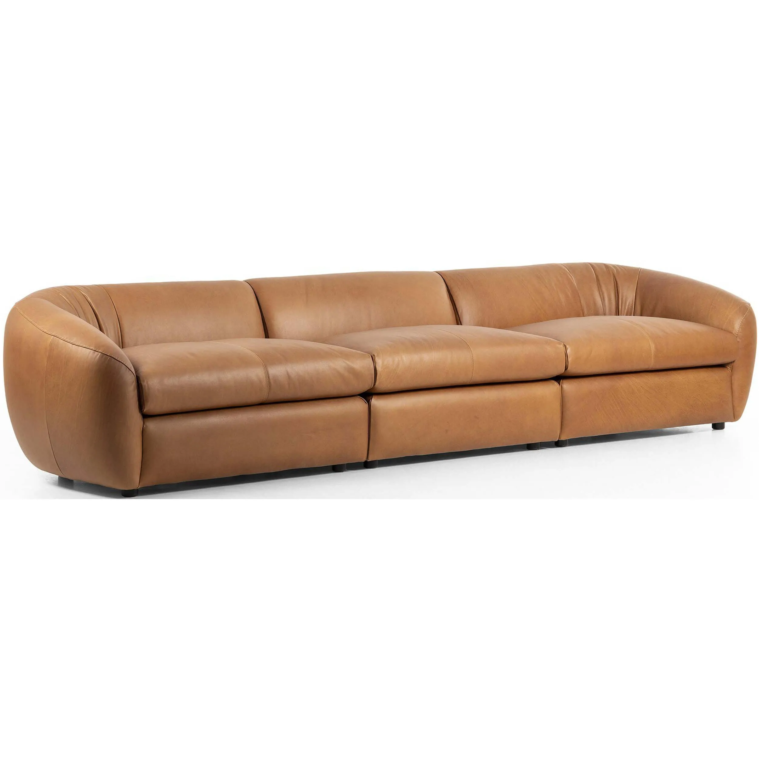 Saldana 3 Piece Leather Sectional Sofa, Lorento Cognac