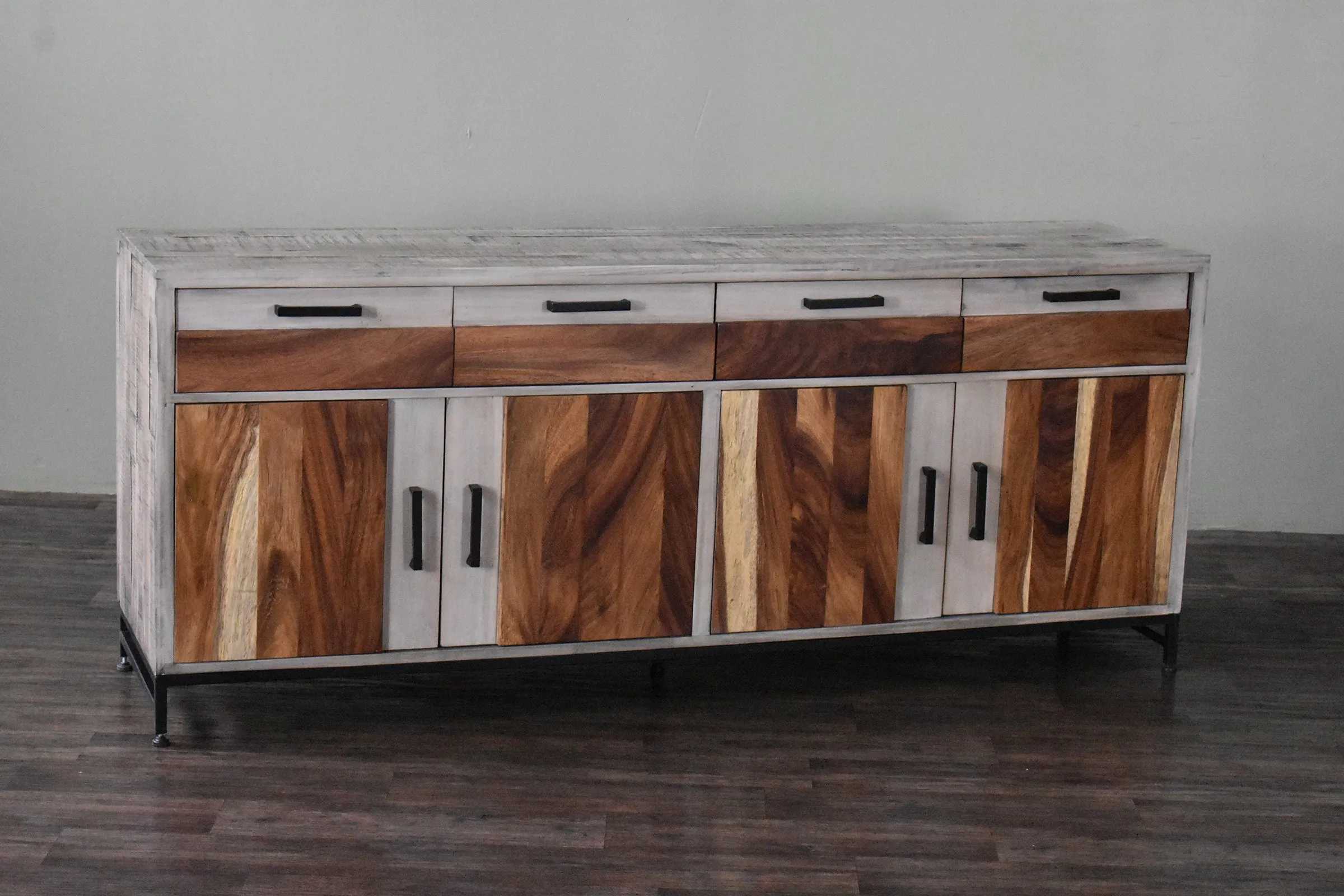 Sierra 4 Door / 4 Drawer Mixed Wood Console - 75"