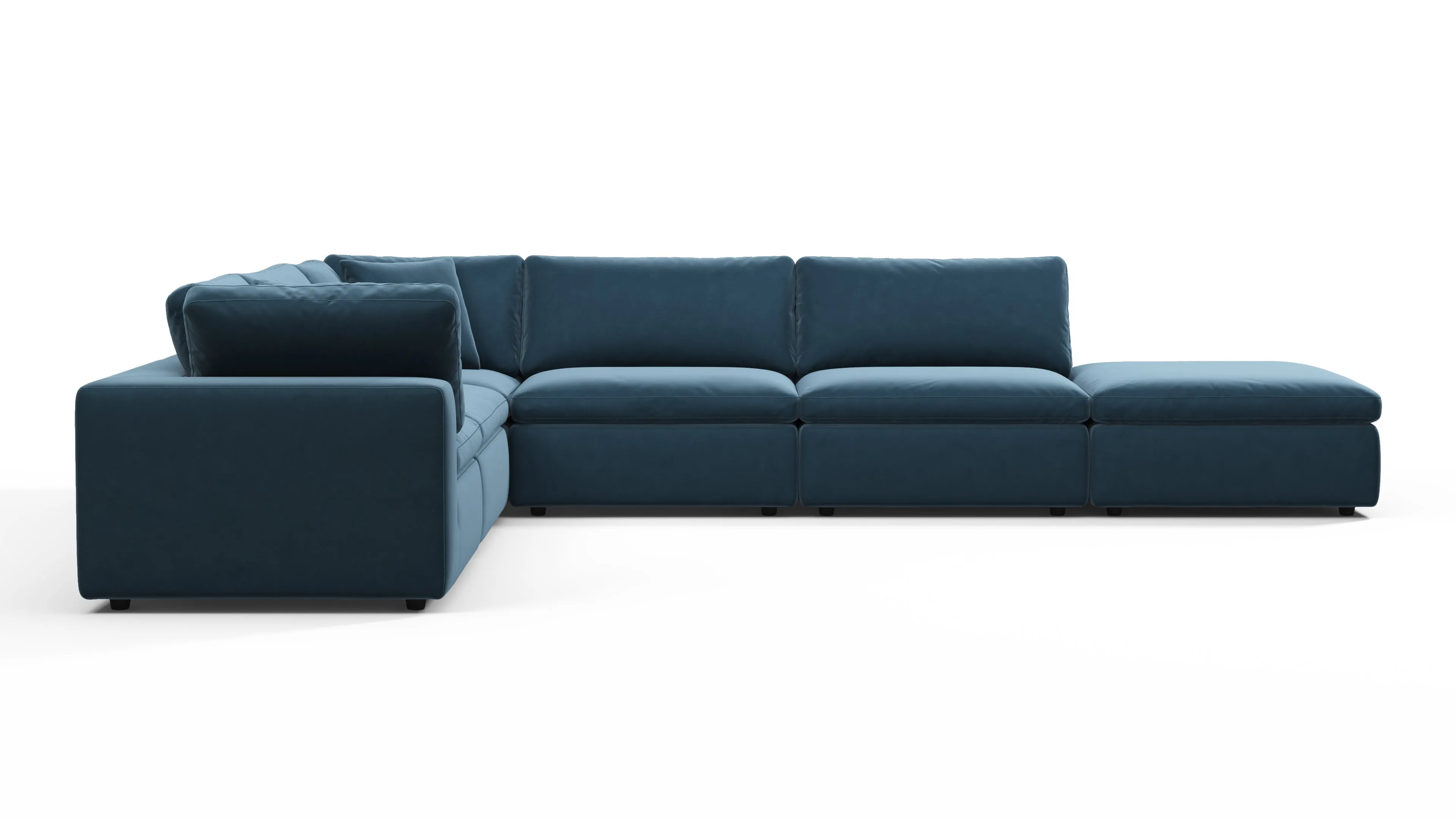 Sky - Sky Sectional Sofa, Five Seater, Left Corner, Prussian Blue Luxe Velvet