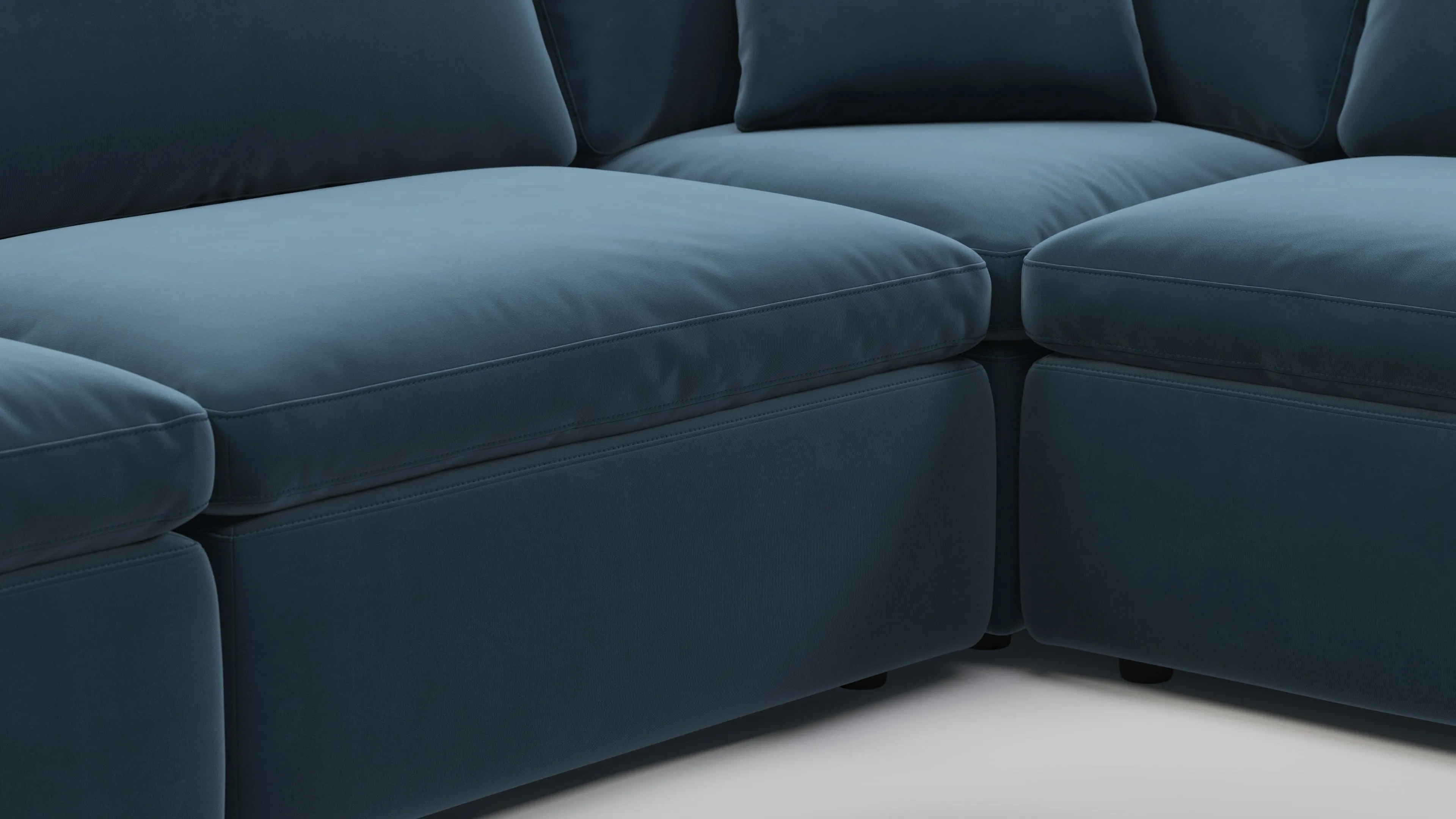 Sky - Sky Sectional Sofa, Five Seater, Left Corner, Prussian Blue Luxe Velvet