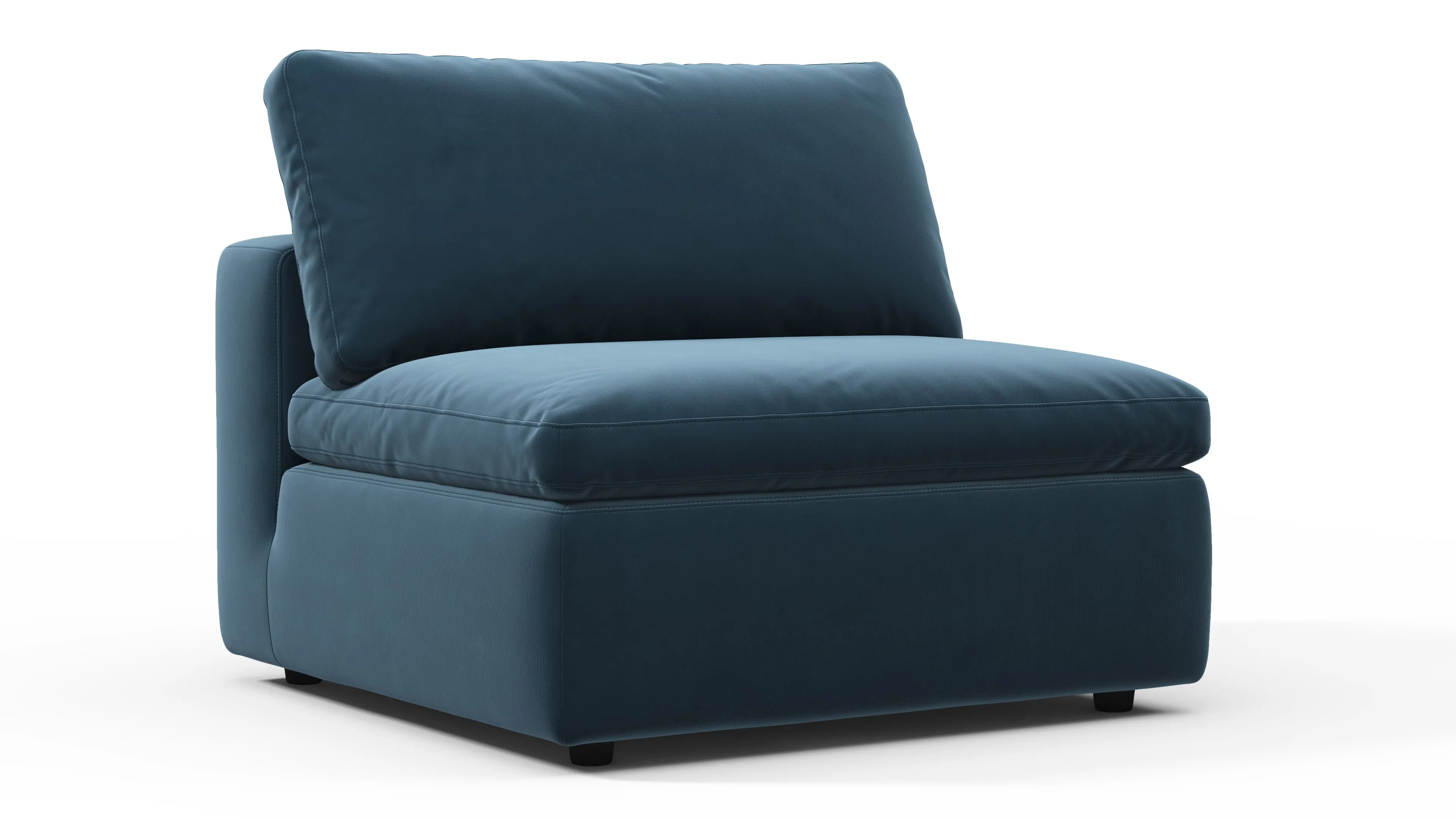 Sky - Sky Sofa Module, Armless, Prussian Blue Luxe Velvet