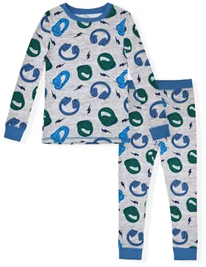 Sleep On It Boys 2-Piece Super Soft Jersey Long Sleeve Snug-Fit Pajama Set - Music