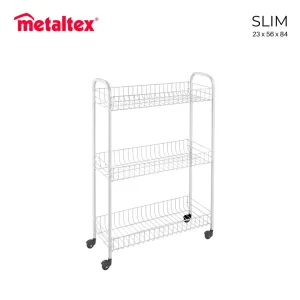 Slim Kitchen Trolley White 3 Tier