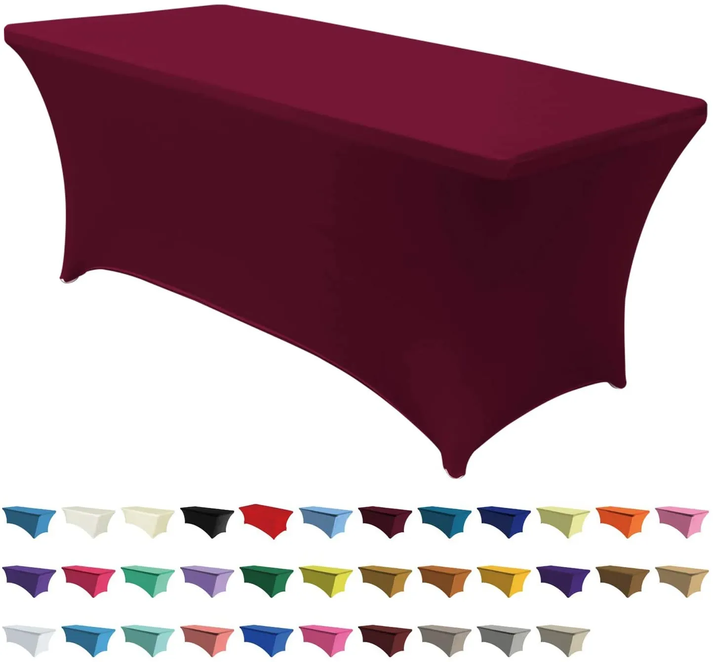 Spandex Tablecloths for 4 ft Table Fitted Stretch Topper Table Cover