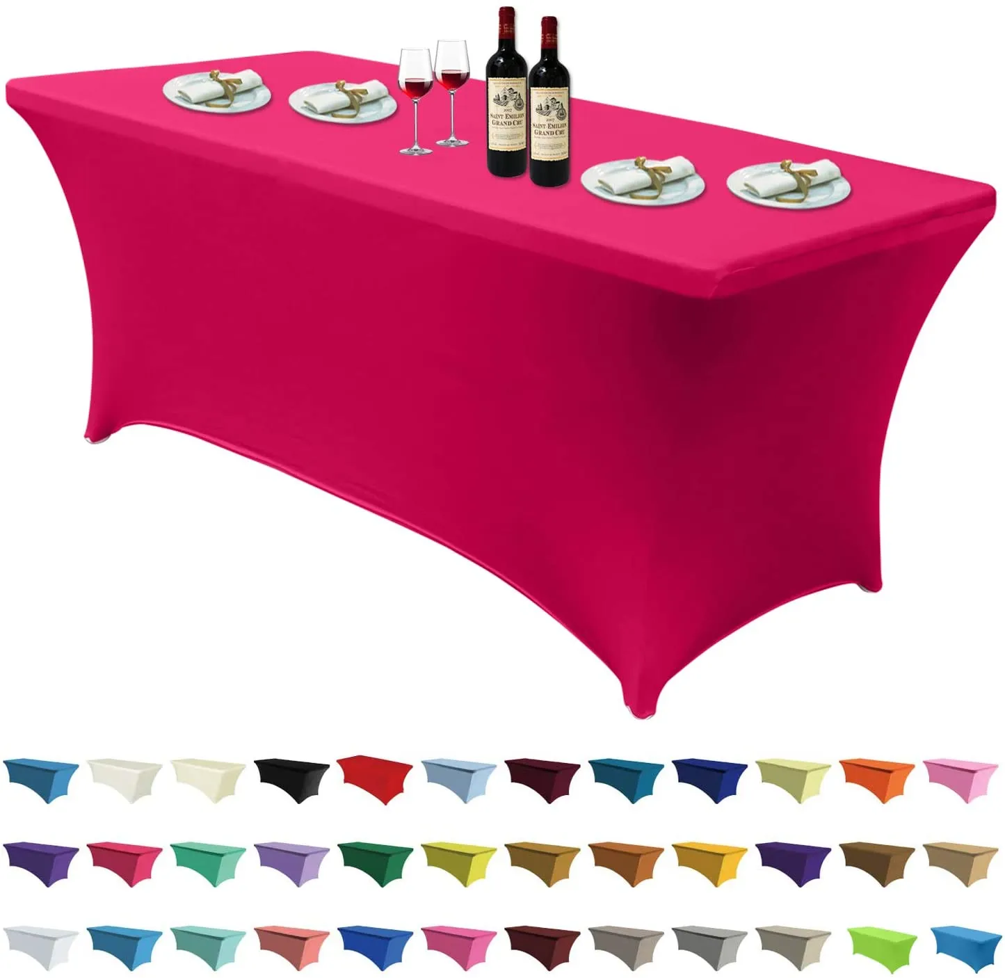 Spandex Tablecloths for 4 ft Table Fitted Stretch Topper Table Cover