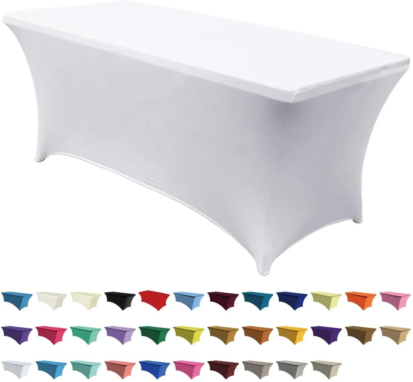 Spandex Tablecloths for 4 ft Table Fitted Stretch Topper Table Cover