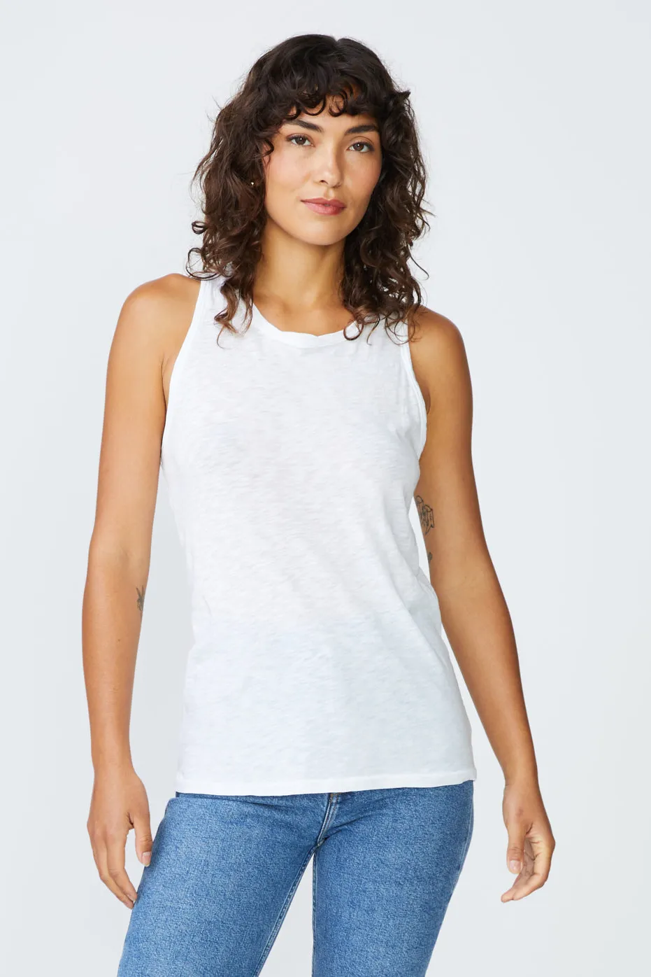 Stateside Supima Slub Jersey Racerback Tank Top in White