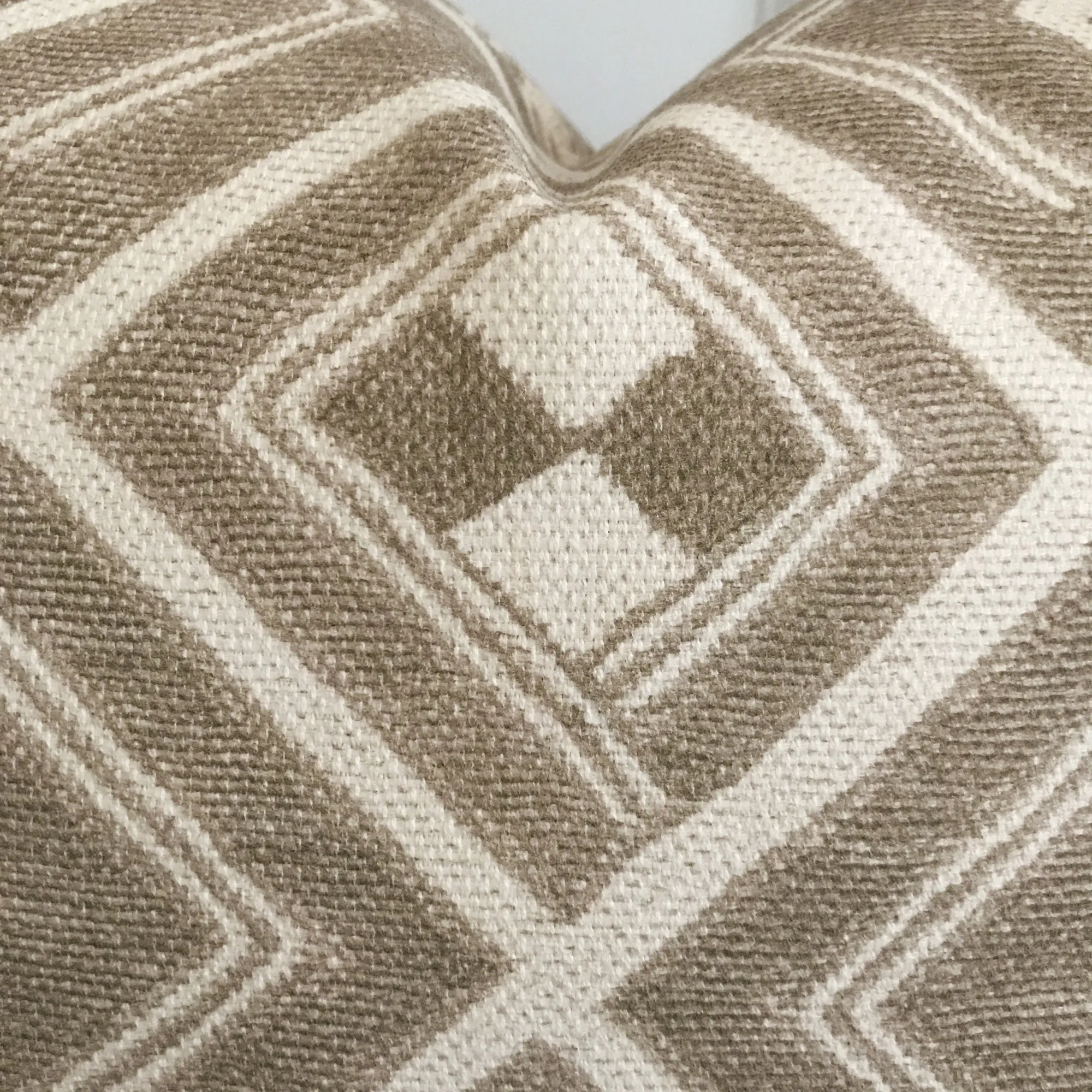 Taupe Woven Geometric Aztec Throw Pillow Cover 20x20