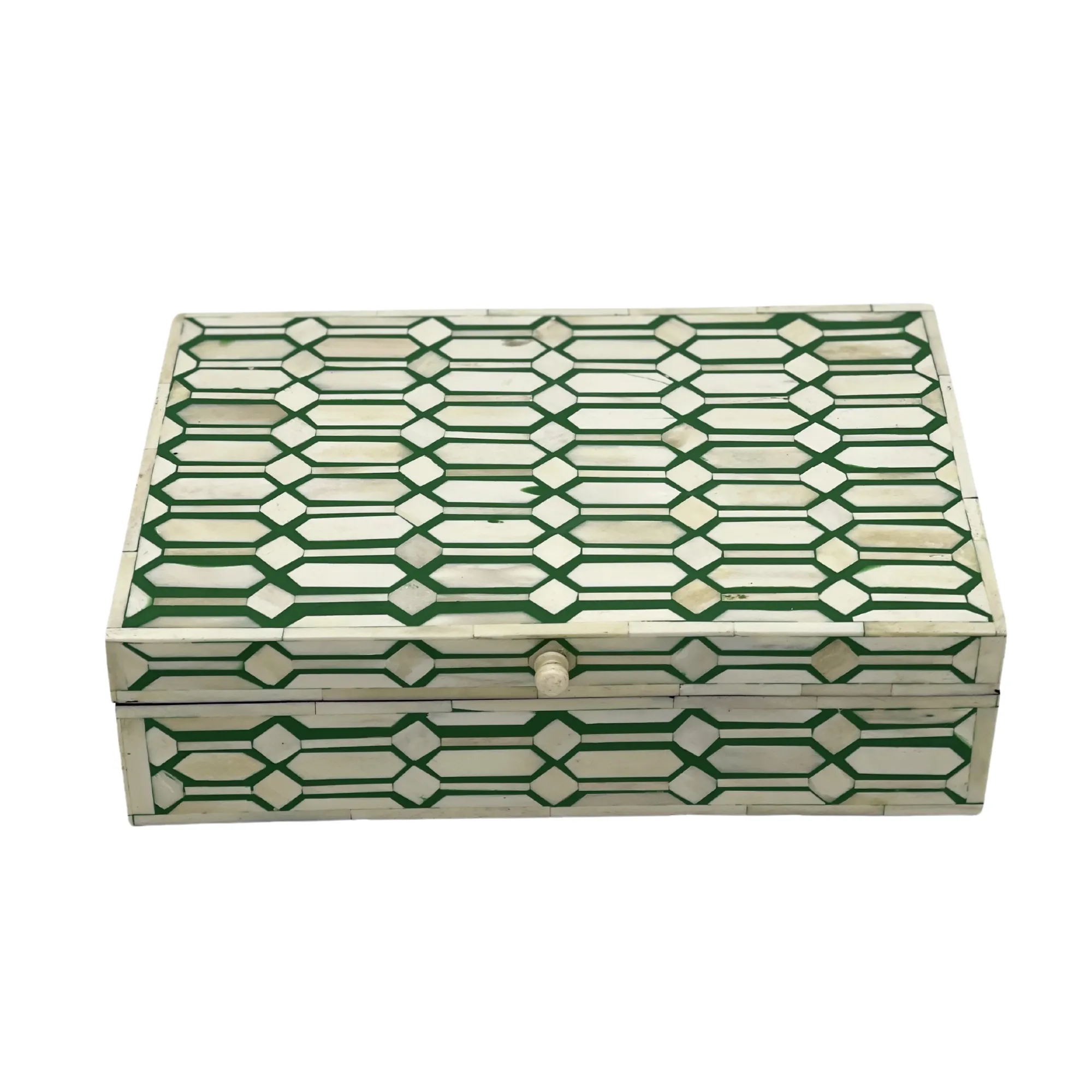 Tesselated Bone Inlay Box | Green