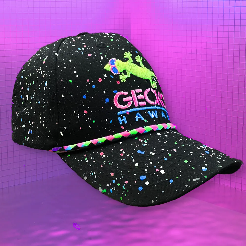 The Retro Rope - Glow-In-The-Dark Splatter Black Hat (LIMITED)