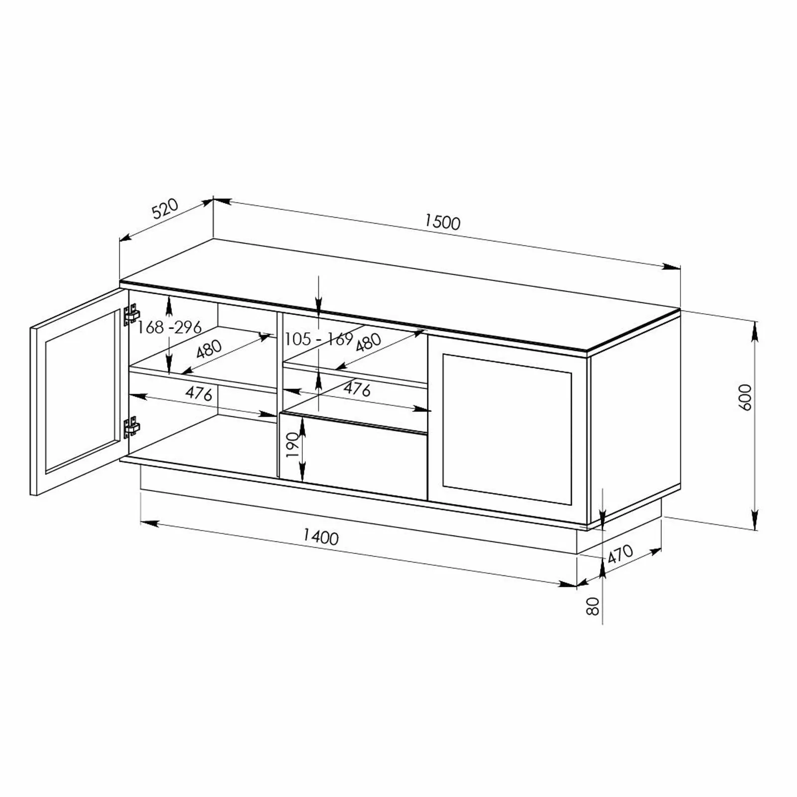 TITAN 1500 Entertainment Unit Black by Tauris