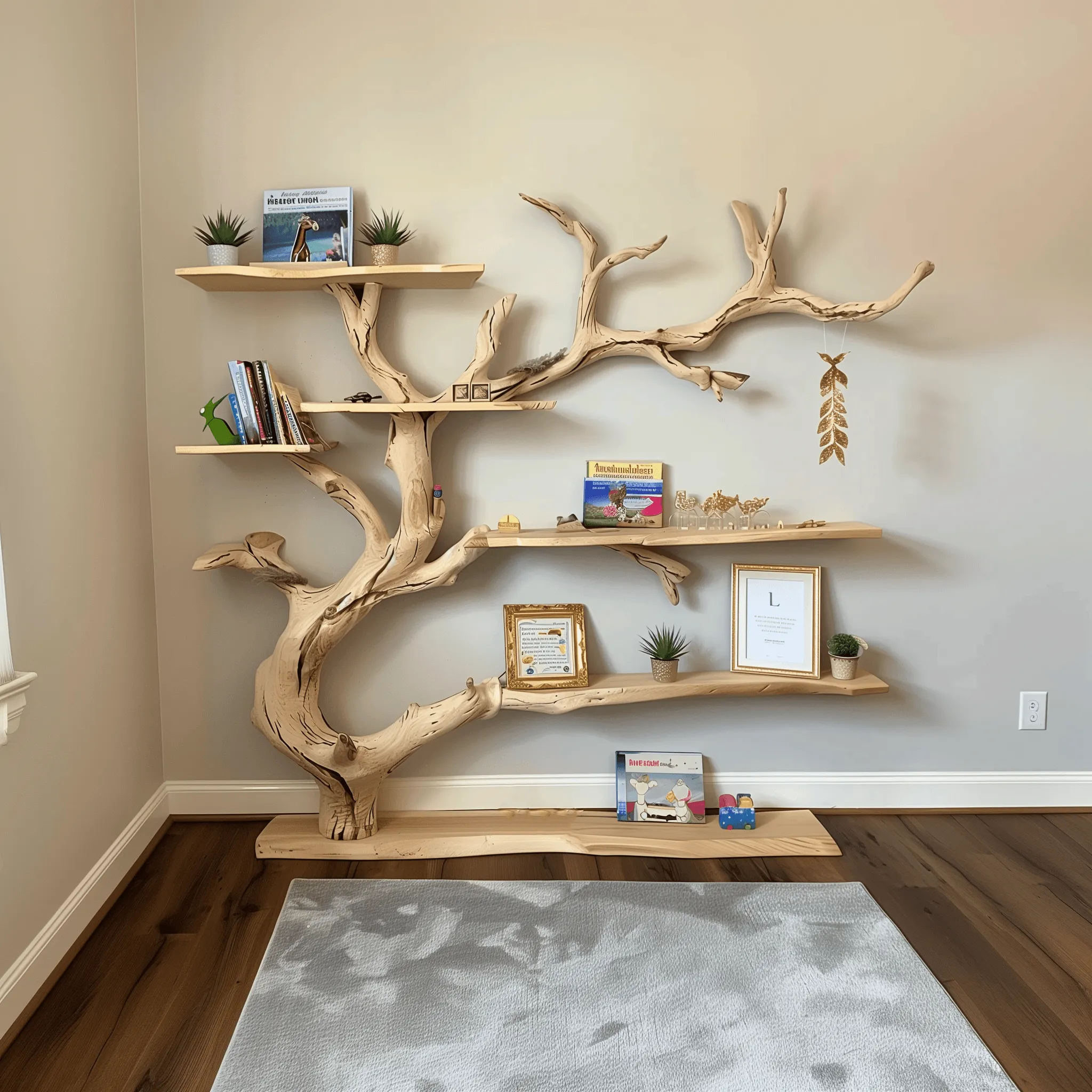 Tree Sculpture Bookshelf Live Edge Solid Wood