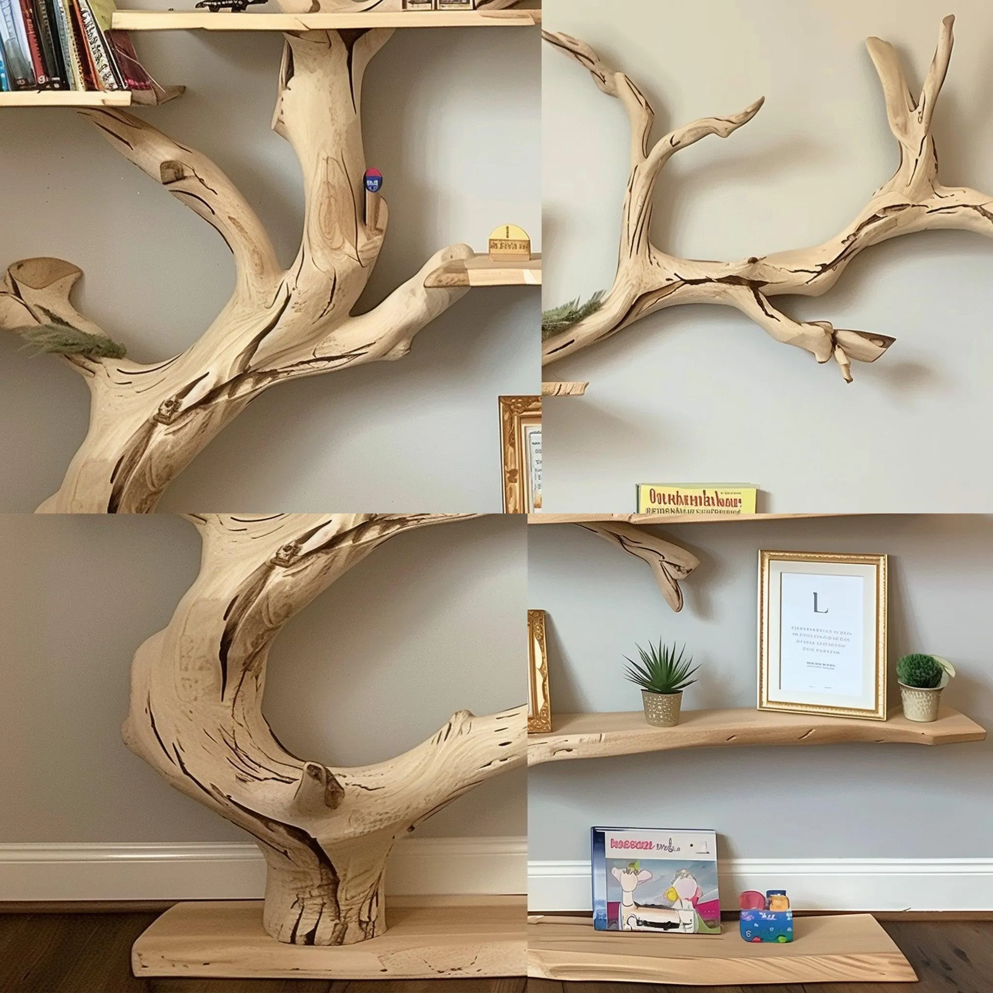 Tree Sculpture Bookshelf Live Edge Solid Wood