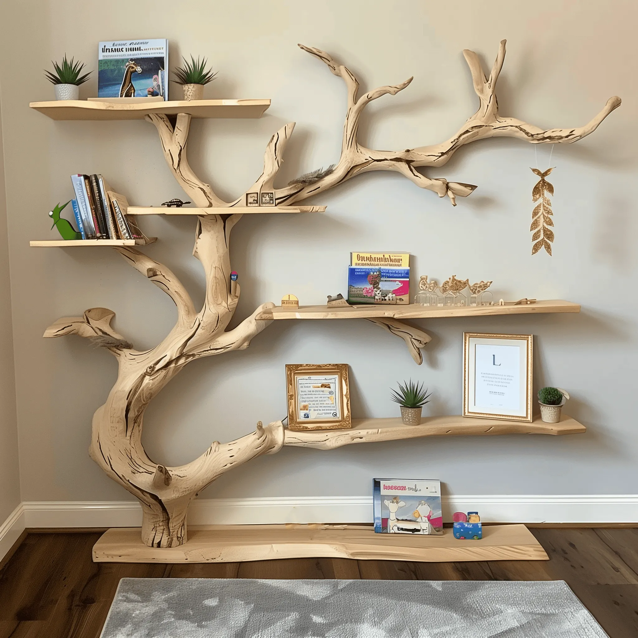 Tree Sculpture Bookshelf Live Edge Solid Wood