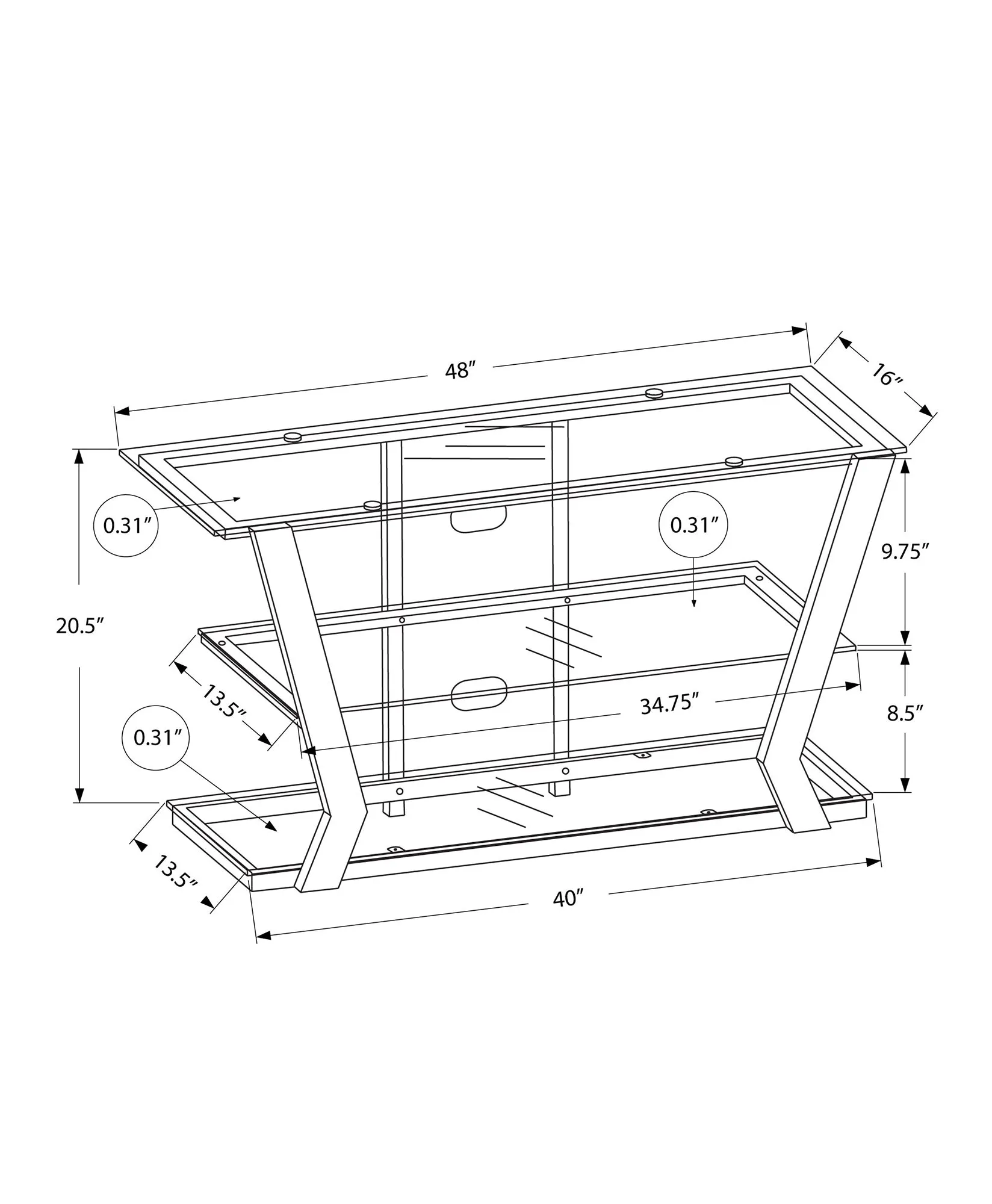 Tv Stand, 48 Inch, Console, Media Entertainment Center, Storage Shelves, Living Room, Bedroom, Black Metal, Clear Tempered Glass, Contemporary, Modern