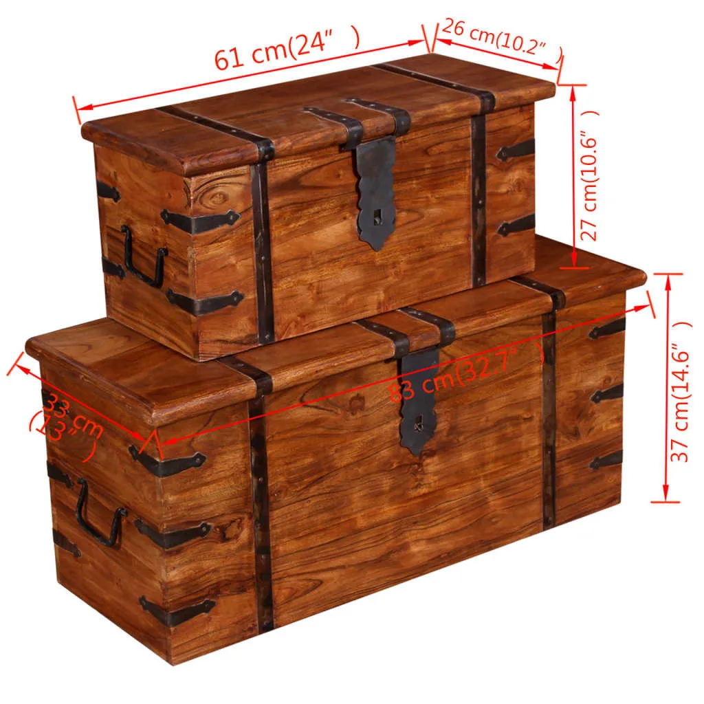 Two Piece Storage Chest Set Solid Wood