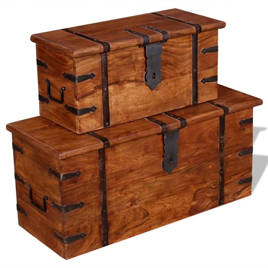 Two Piece Storage Chest Set Solid Wood