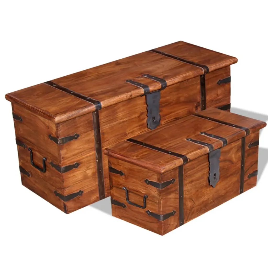 Two Piece Storage Chest Set Solid Wood