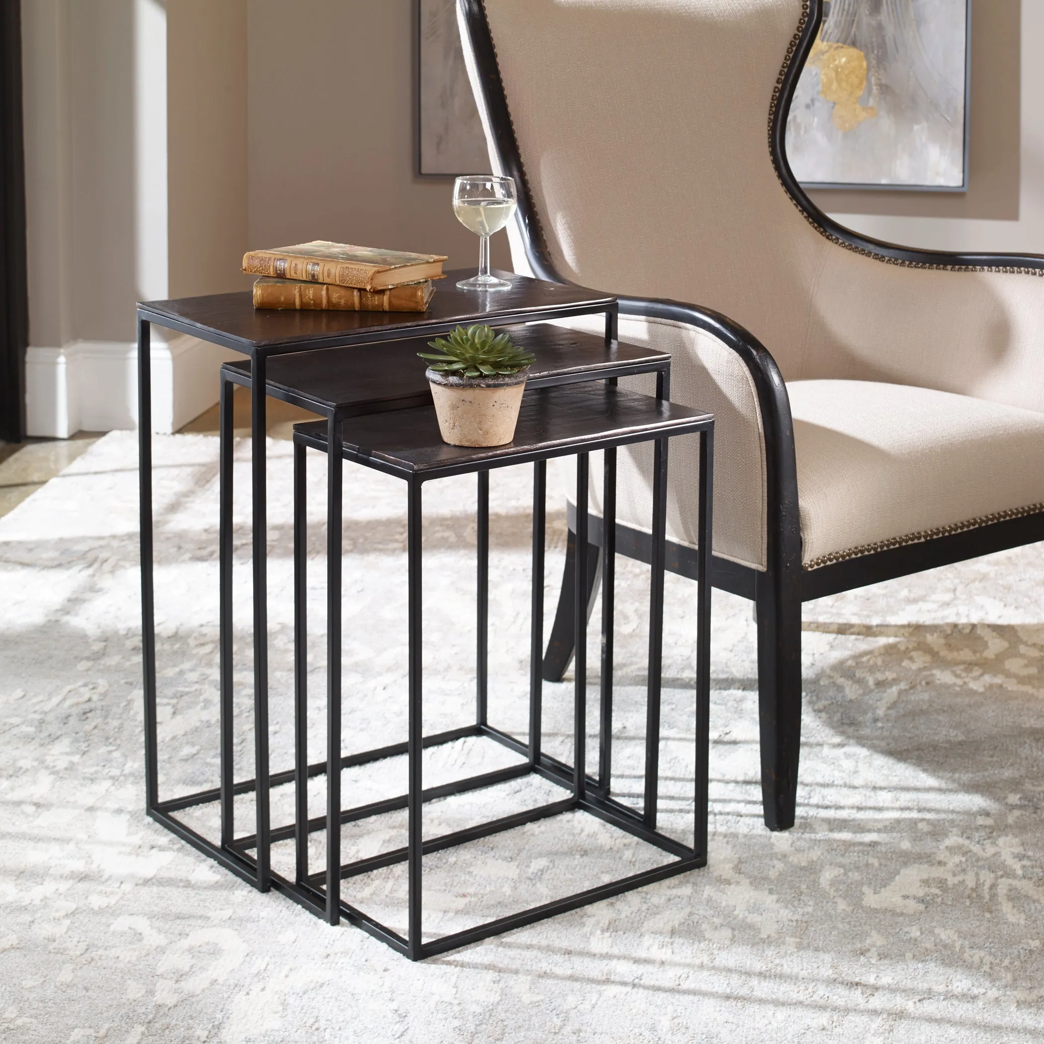 Uttermost Coreene Iron Nesting Tables S/3