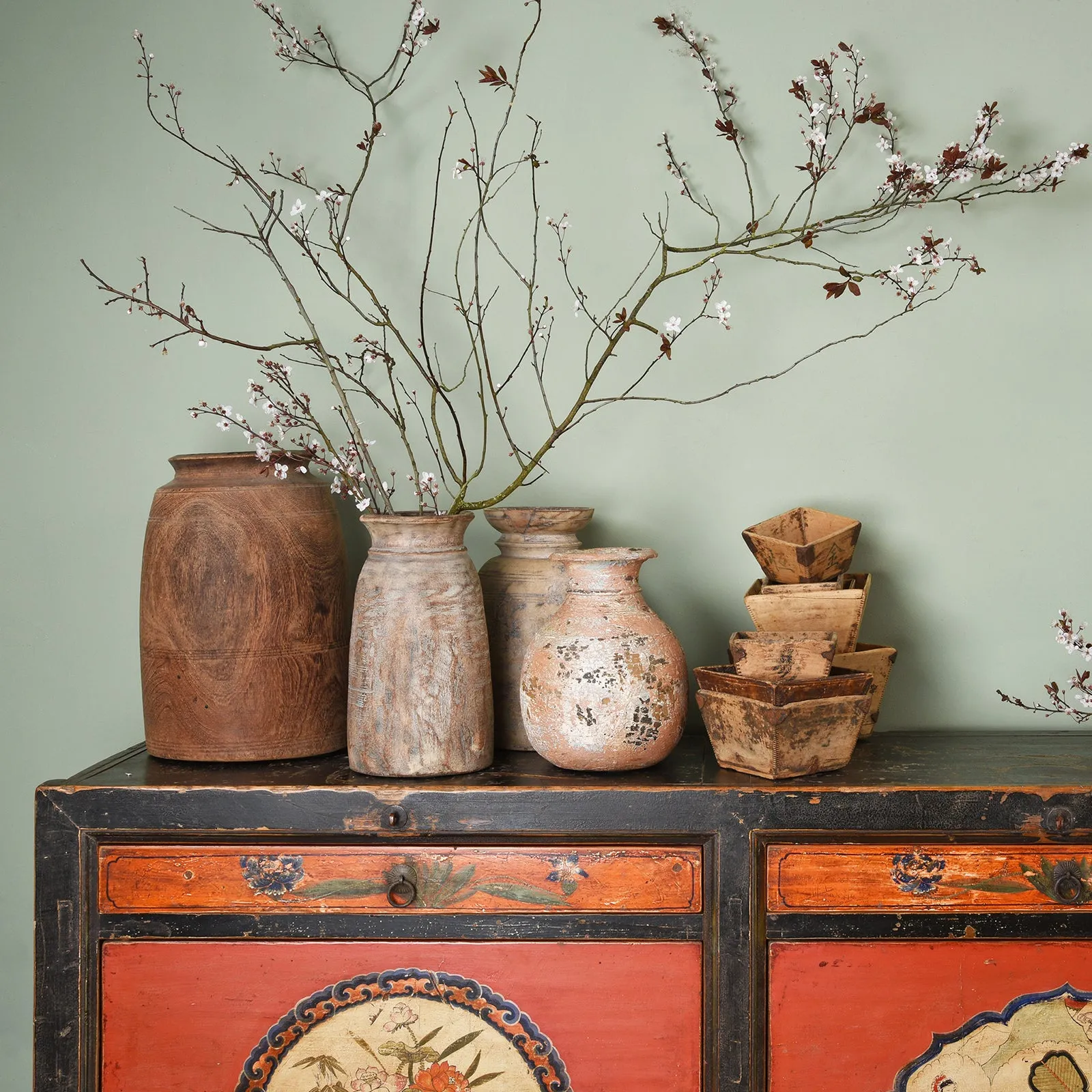 Vintage Indian Neem Wood Pot From Kullu