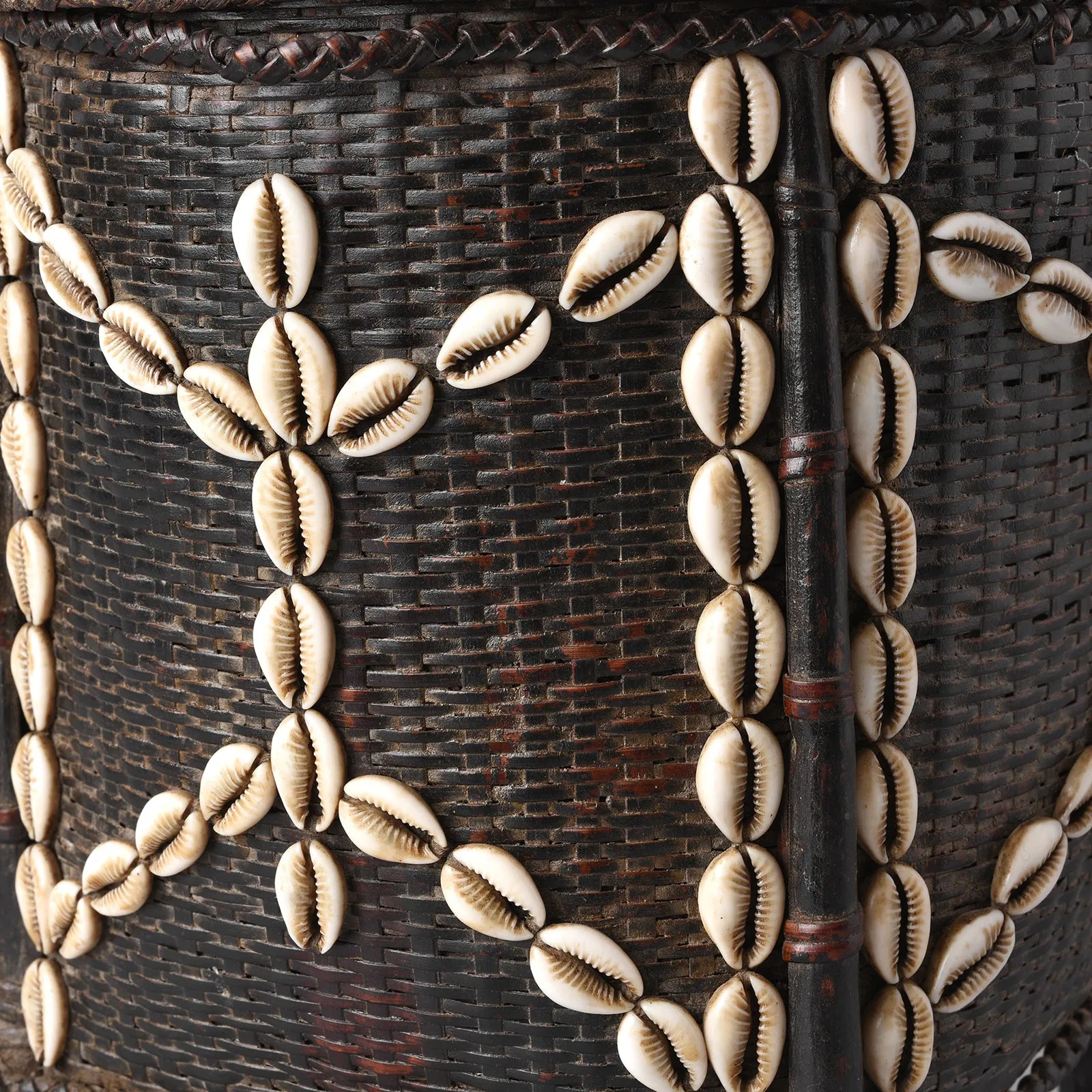 Vintage Tribal Cowrie Shell Basket - From Nagaland - Ca 1930