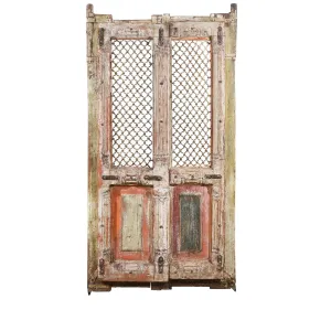 White Painted Jali Doors From Gujarat - 19thC