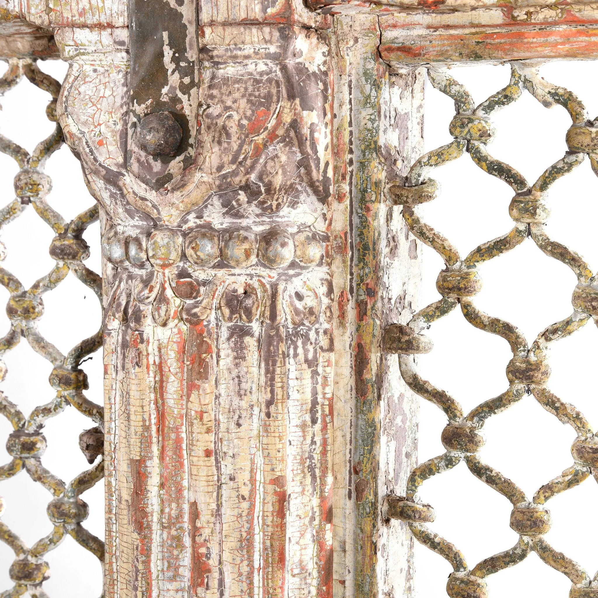 White Painted Jali Doors From Gujarat - 19thC