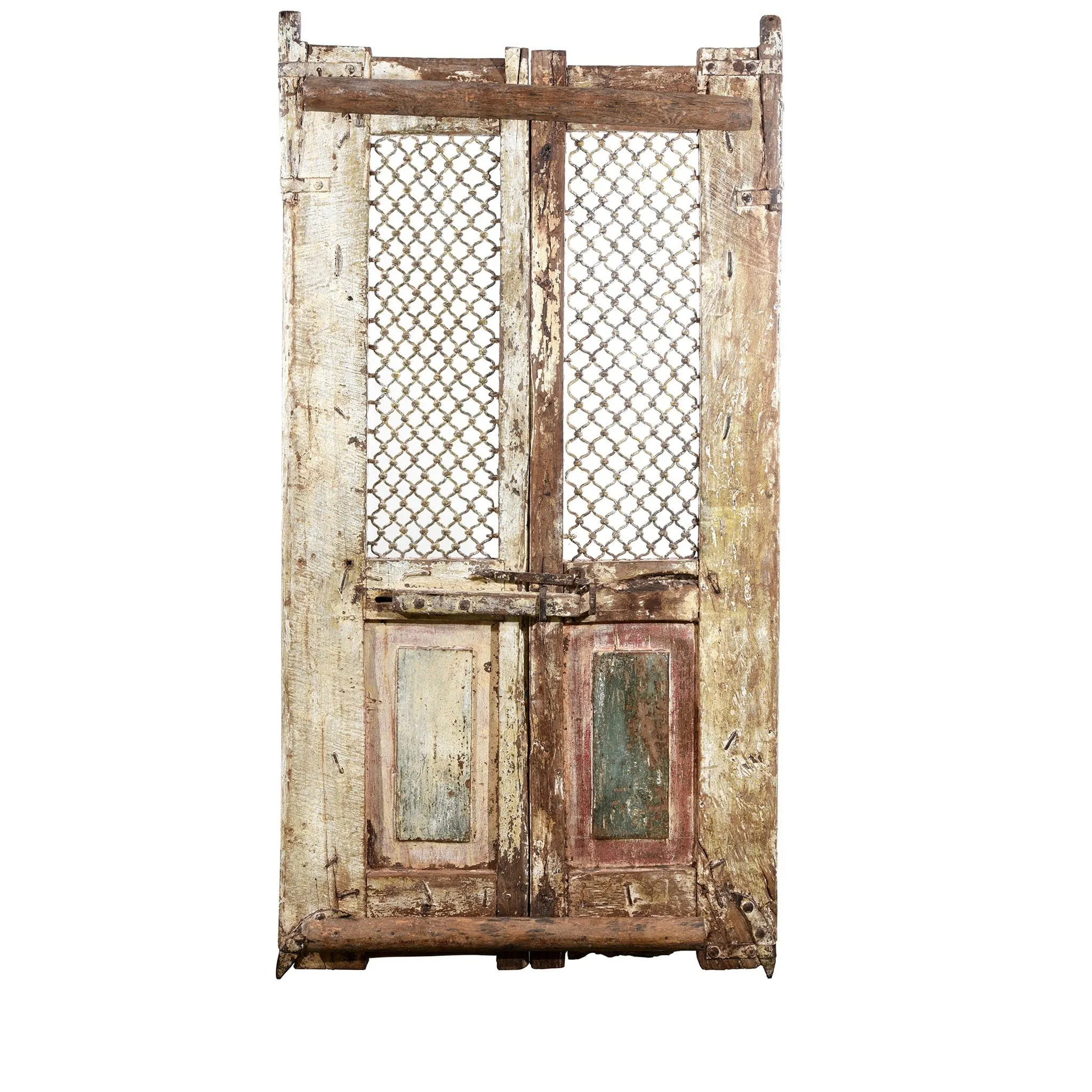 White Painted Jali Doors From Gujarat - 19thC