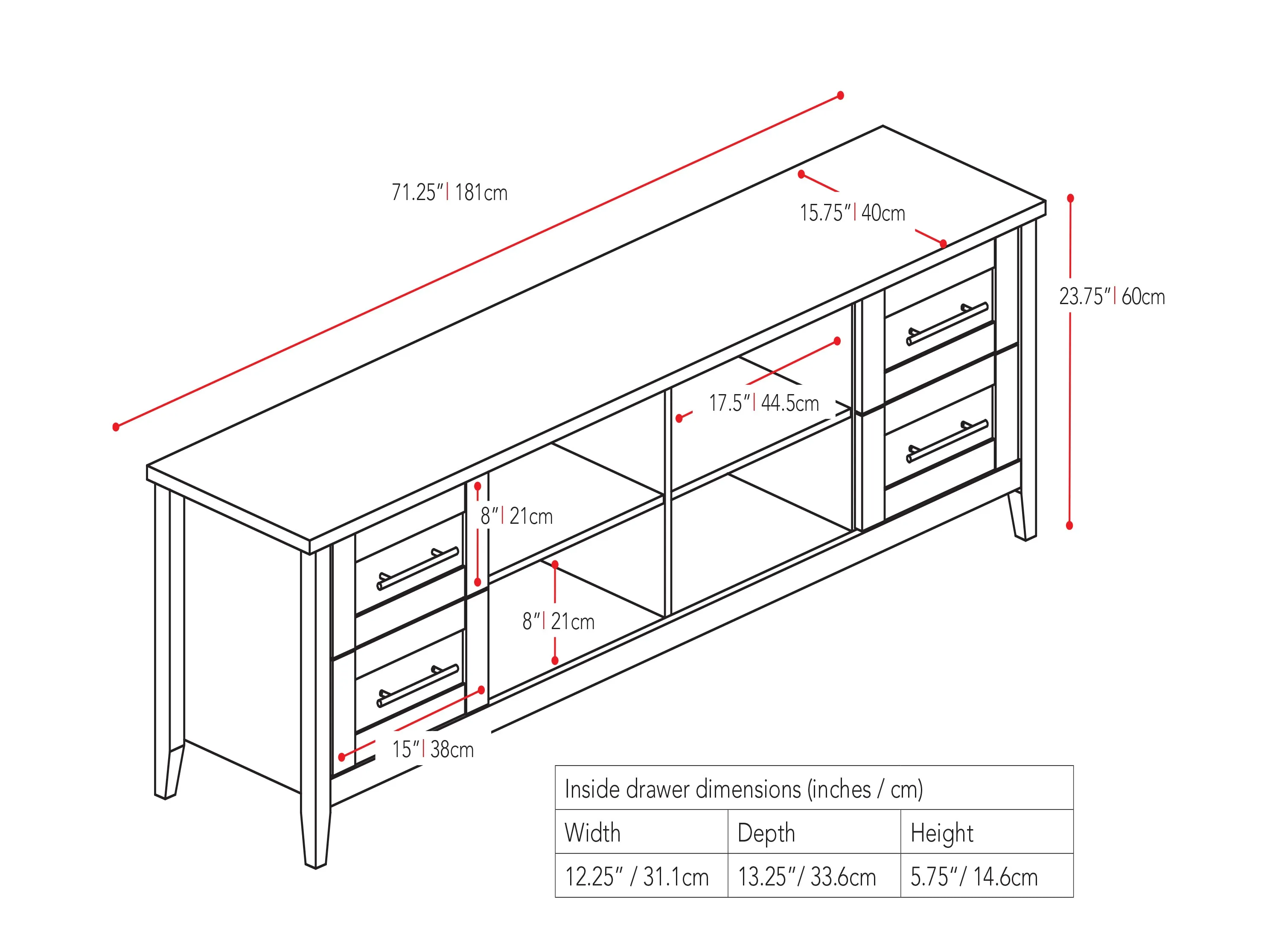 Wide TV Stand, TVs up to 85"