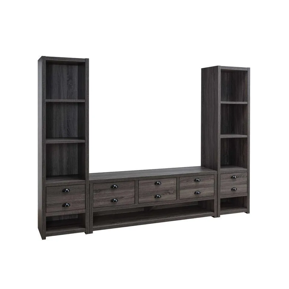 Windsor 60 inch TV Stand with 3 Storage Drawers in Distressed Grey