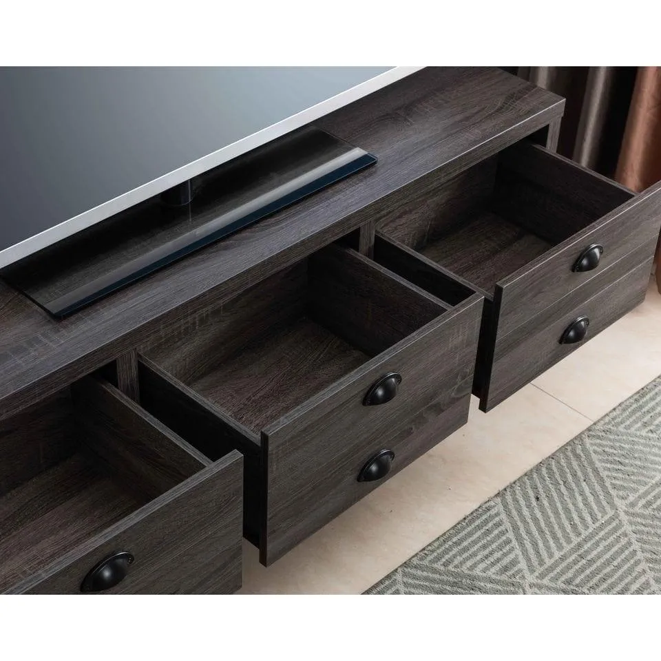 Windsor 60 inch TV Stand with 3 Storage Drawers in Distressed Grey