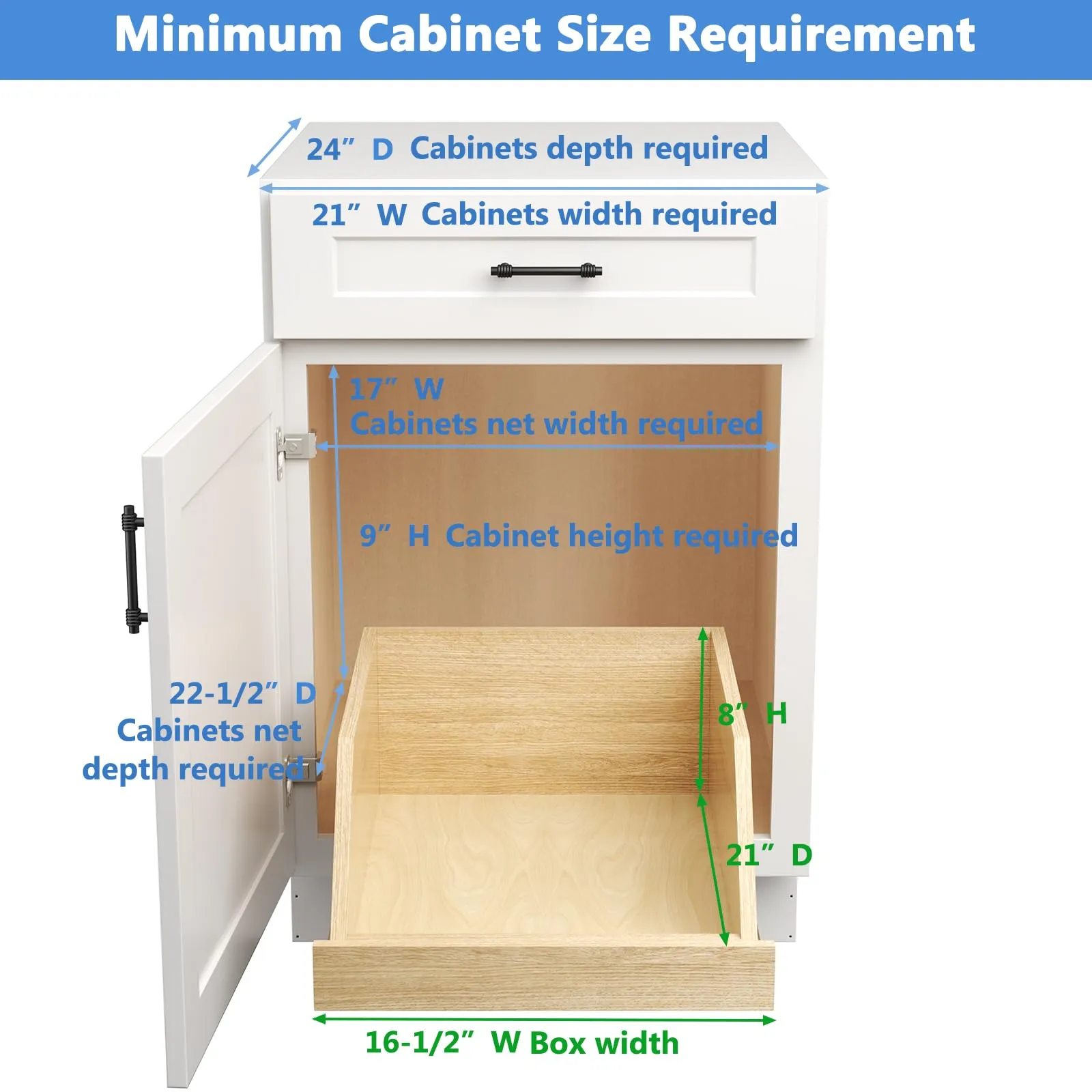 Wooden Tapered High Pull Out Cabinet Organizer